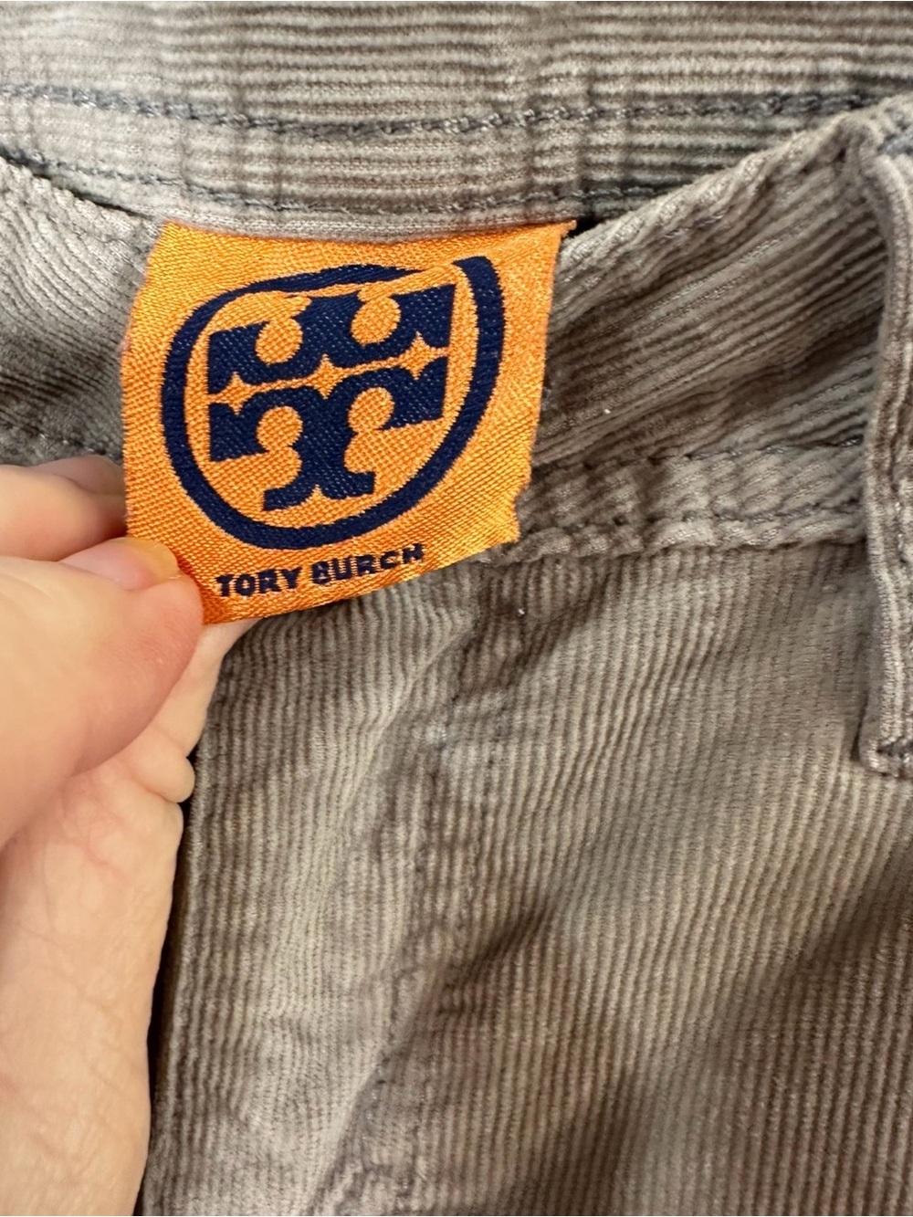 Tory Burch women’s taupe Corduroy Pants with Gold Accents size 25 - Picture 4 of 6